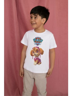 Texclusive Paw Patrol Tshirt Skye Çocuk Tişört Beyaz