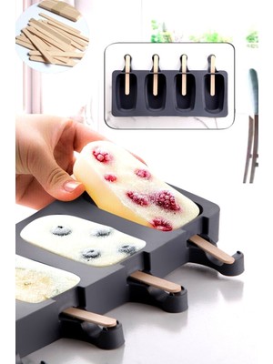 Magnum Dondurma Kalıbı - 4'lü Büyük Boy Pratik Magnum Silikon Dondurma Kalıbı