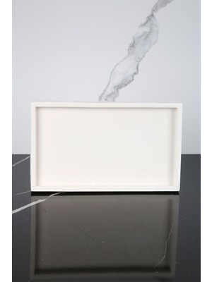 Mermer Desenli Beton Sunum Tabağı Dekoratif Sunumluk Sunum Tepsisi 15X25 cm