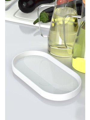 Eocraft Beyaz Granit Yağlık, Yağdanlık Standı, Mutfak ve Banyo Için Organizer Orta Boy (Cam Yağdanlıksız)