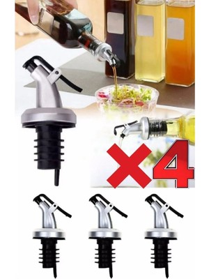 4'lü Kapaklı Damlatmaz Yağ Tıpası Yağdanlık Şişe Ucu Yağlık Sirkelik Sosluk Damlatmaz