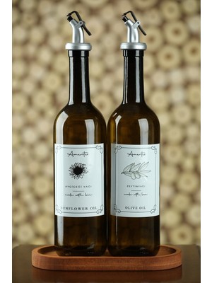 Amber 2'li 750 ml Zeytinyağı Sıvıyağ Şişesi Yağdanlık Yağlık 750 Stand Yoktur