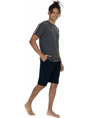 U.s. Polo Assn. 18868 Erkek Antrasıt Melanj Yarım Kollu Bisiklet Yaka Şort Takım