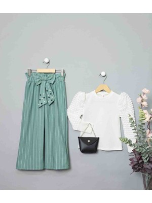 Kız Çizgili Pantalon Takım Çantalı