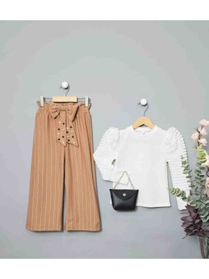 Kız Çizgili Pantalon Takım Çantalı