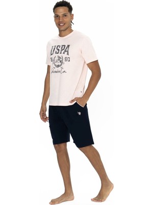 U.s. Polo Assn. 18877 Erkek Pembe Yarım Kollu Bisiklet Yaka Şort Takım