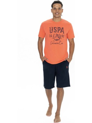 U.s. Polo Assn. 18877 Erkek Mercan Yarım Kollu Bisiklet Yaka Şort Takım