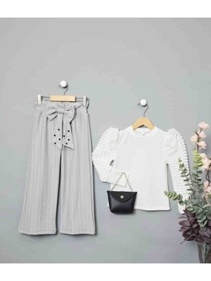 Kız Çizgili Pantalon Takım Çantalı