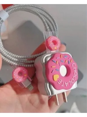 Brokoli Home Apple iPhone 18W/20W Uyumlu Şarj Kılıfı, Şarj Kablosu Örme Aparatı, Kablo Koruyucu Aparatı,donut