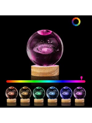 Wolawood Kristal Cam Kar Küresi 3D Renk Değiştiren Rgb'li Doğal Ahşap Standlı USB Kablolu LED Işıklı Lamba Seti Konsept Dekoratif Hediyelik Eşya Top Dekor Özel Premium Seri
