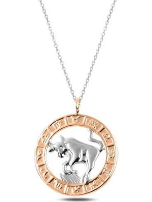 925 Ayar  Gümüş Rose Boğa Burcu Kadın Gümüş Kolye