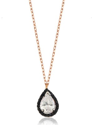 925 Ayar Gümüş Beyaz Damla Kadın Gümüş Kolye