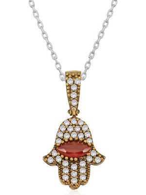 925 Ayar Gümüş Fatma Eli Otantik Bayan Gümüş Kolye