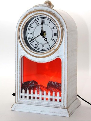 LED Işıklı Saatli Şömine