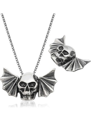 925 Ayar Gümüş Kuru Kafa Erkek Gümüş Kolye