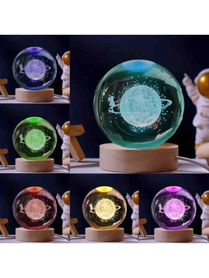Wolawood Kristal Cam Kar Küresi 3D Renk Değiştiren Rgb'li Doğal Ahşap Standlı USB Kablolu LED Işıklı Lamba Seti Konsept Dekoratif Hediyelik Eşya Top Dekor Özel Premium Seri