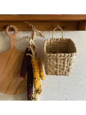 Hakici Dekoratif Çok Amaçlı Doğal El Yapımı Hasır Saksı Sepet / 10X10 cm