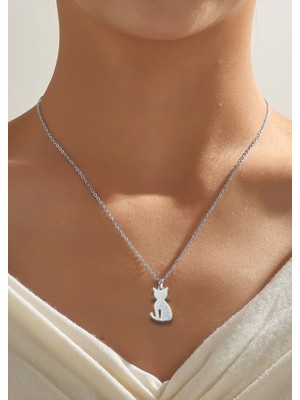 TabiTela 925 Ayar gümüş kolye kedi SM601