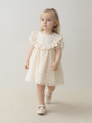 Miomini 3-24 Ay Bisiklet Yaka Kısa Kollu Kız Bebek Elbise  mm 4258