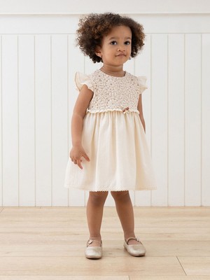 Mymio 3-24 Ay Bisiklet Yaka Dantel Detaylı Kız Bebek Elbise  My 3908