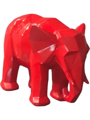 Dekoratif Kübik Fil Kırmızı 25  cm  14 cm  20  cm