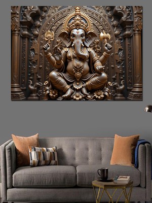 Tanrı Ganesha Heykeli Dekoratif Tablo