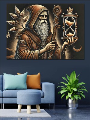 Bilge Yaşlı Adam ve Kum Saati Dekoratif Tablo