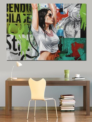 Graffiti Kız Gücü Dekoratif Tablo