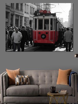 Nostaljik Kırmızı Tramvay Dekoratif Tablo