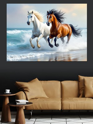 Denizde Koşan Atlar Dekoratif Tablo