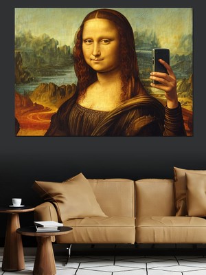 Selfie Çeken Mona Lisa Dekoratif Tablo