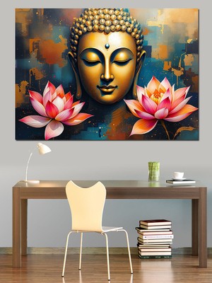 Lotus Çiçekli Buda Dekoratif Tablo