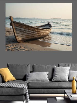 Deniz Kenarında Kayık Dekoratif Tablo