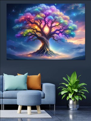 Büyülü Renkli Ağaç Dekoratif Tablo