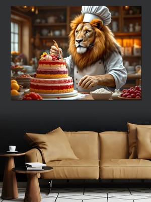 Tatlı Hazırlayan Aslan Şef Dekoratif Tablo