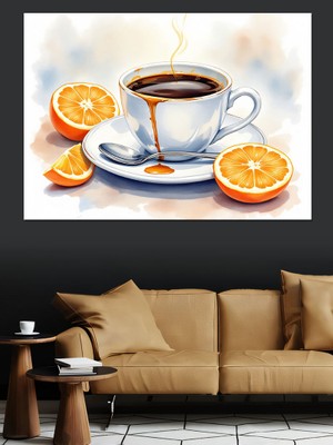 Portakallı Çay Fincanı Dekoratif Tablo