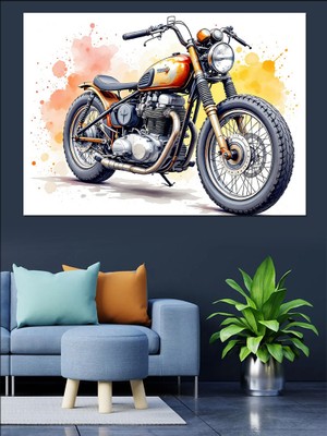 Retro Motosiklet Dekoratif Tablo