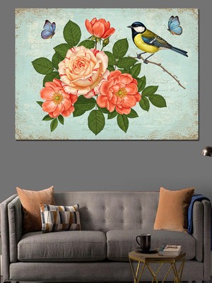 Kuş ve Çiçekler Dekoratif Tablo