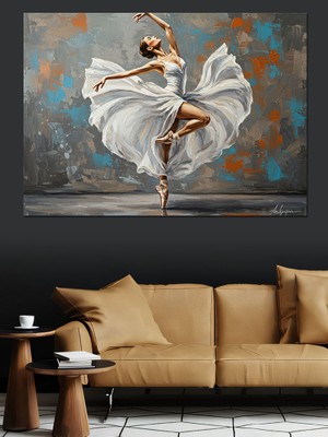 Beyaz Elbiseli Balerin Dekoratif Tablo