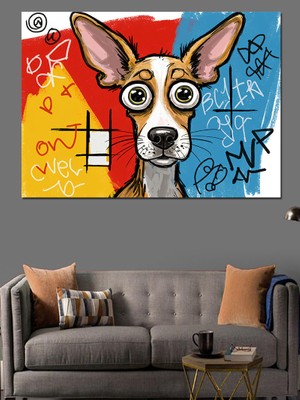 Soyut Renkli Köpek Dekoratif Tablo