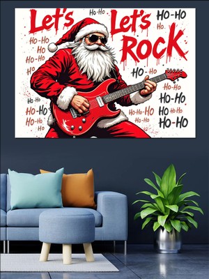 Rockçı Noel Baba Dekoratif Tablo
