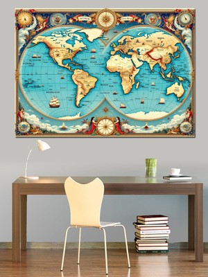 Eski Dünya Haritası Dekoratif Tablo