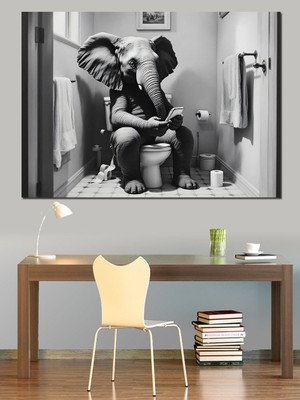 Siyah Beyaz Fil Yalnızlık Dekoratif Tablo