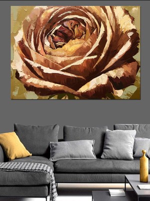 Altın Renkli Gül Çiçeği Dekoratif Tablo