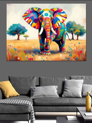 Soyut Renkli Fil Dekoratif Tablo