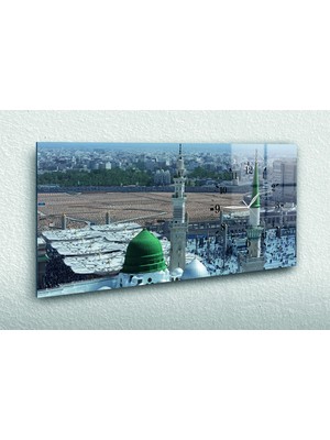Marpanya Yatay Yandan Saatli Dini Temalı Cam Tablo YSYD024