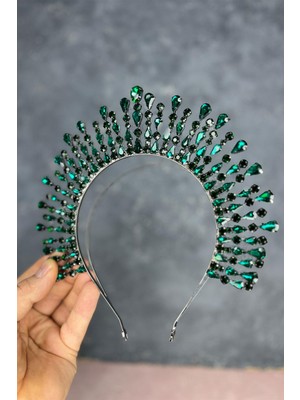 Yeşil  Ayas Yüksek Parti Gelin Kına Tacı