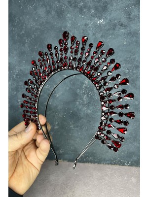 Bordo Ayas Yüksek Parti Gelin Kına Tacı