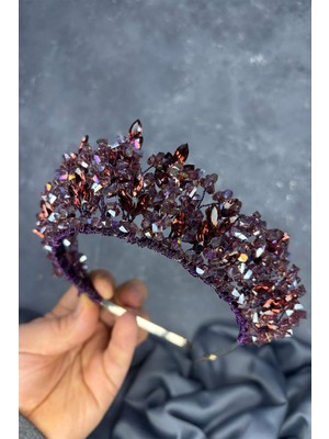 Mürdüm Doğa Boncuklu Gelin Kına Tacı Gelin Saç Aksesuarı