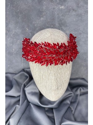 Kırmızı Salba Gelin Kına Tacı ve Saç Türban Aksesuarı